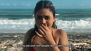 dude this cute lost chica on beach gets her big ass fucked hard by tourist guide