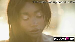 smoking ebony teen strips rooftop secrets bare