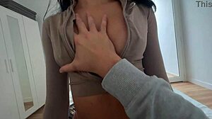 amazing brunette in miniskirt gets fucked hard on holidays