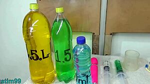 my mature Japanese wife's extreme BDSM cervix prolapse with hanging bottles