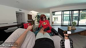 Vr conk redhead elastigirl takes brutal anal pounding in ripped incredibles cosplay costume