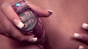 starri knight spreads wide fingering her shaved pussy before plunging dildo deep for explosive orgasm