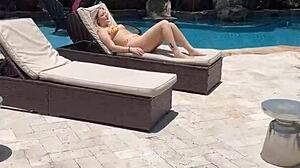 Jill taylor sneaks off to fuck her best friend's step-dad by the pool