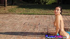 Sweaty Gena Miller's Massive Tits Burst from Tiny Bikini Outdoors?