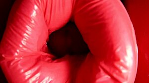 oiled redhead fuck doll deepthroats monster cock before anal machine pounding