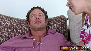 stepdaughter sucks and fucks stepdaddy before stepmom