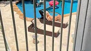 Jill taylor sneaks off to fuck her best friend's step-dad by the pool