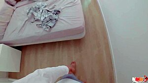 sexy latina stepmom masturbates in bed beside stepson then takes rough taboo pounding