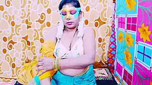 desi bhabhi shows off boobs and pussy while fingering with dirty telugu talk