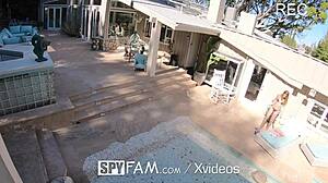 step dad spies on stepdaughter fingering her tight pussy outdoors