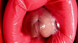 oiled redhead fuck doll deepthroats monster cock before anal machine pounding