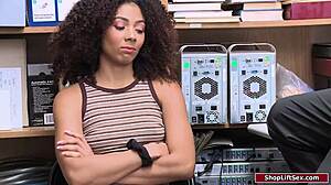 Petite ebony shoplifter caught bent over fucked doggystyle by black guy