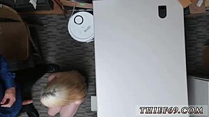 Old cop handcuffs petite blonde thief for brutal fuck