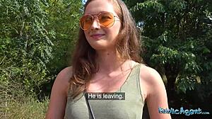 College Beauty Flashes Natural Tits for Public Outdoor Doggystyle Fuck