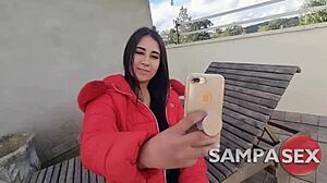 Ninfeta Natty's wild threesome anal pounds the hot brunette's ass and her friend swallows all the cum