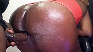 ebony thot bent over bar stool takes massive doggystyle pounding from big black cock