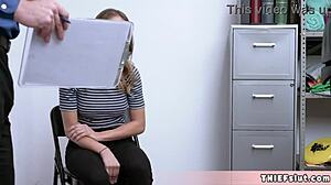 why let a skinny teen shoplifter go when the mall cop can bend her over and destroy that tight pussy rough?