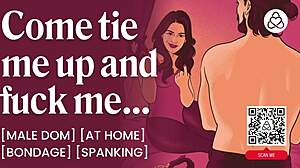 Male dom binds submissive fwb tight for spanking edging fuck in erotic bondage roleplay