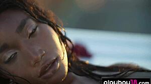 smoking ebony teen strips rooftop secrets bare