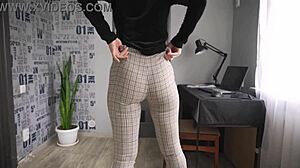 imagine that office worker teasing her tight ass in those super snug trousers all day...