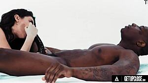 how does petite brunette jane wilde rim rob piper's ass up close before her tight pussy takes his monster cock doggystyle rough