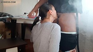 Hookah waitress licks my pussy to orgasm - lesbian brunette action