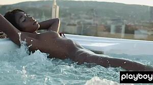 smoking ebony teen strips rooftop secrets bare