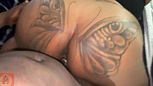 thelastrealtop pounds butterflysexxx's big ass doggystyle close-up before huge creampie in ebony pussy
