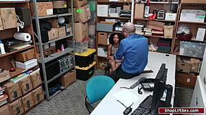 Petite ebony shoplifter caught bent over fucked doggystyle by black guy
