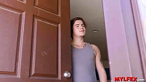 redhead milf blackmailed into sideways doggystyle assfucking by neighbor to save reputation