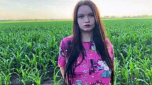 stepsister nervous in cornfield craves stepbrother's big cock comfort