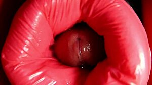 oiled redhead fuck doll deepthroats monster cock before anal machine pounding