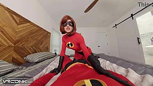Vr conk redhead elastigirl takes brutal anal pounding in ripped incredibles cosplay costume