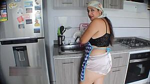 My busty latina maid bends over so i fuck her juicy pussy to keep her job
