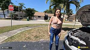 Slay Kay Bent Over Fucked in Boyfriend's Garden for Car Fix