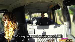 British milf rims passenger ass fingers him then bends over for hardcore doggystyle pounding in taxi