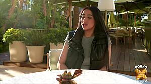 Didi the hot brunette takes two huge cocks at once 😈