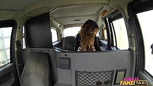 British milf rims passenger ass fingers him then bends over for hardcore doggystyle pounding in taxi