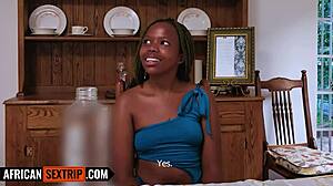 Damn 18yo ebony stripped naked then facefucked by huge white tourist cock!