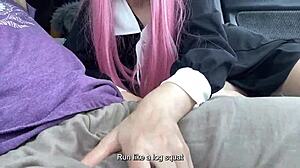 Horny coed student screams as new teacher slaps and fucks her big tits outdoors