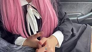 Horny coed student screams as new teacher slaps and fucks her big tits outdoors