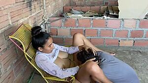 I fuck my boss over her big pussy and milk her tits