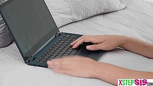 Stepsister teen Ruby Moon loves stepbro perving on her small tits