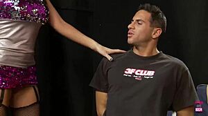 two busty bound blondes and brunettes handjob blowjob fuck lucky guy hard