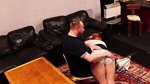 Security cam catches quick office doggystyle with tight pussy creampie