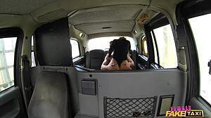 British milf rims passenger ass fingers him then bends over for hardcore doggystyle pounding in taxi
