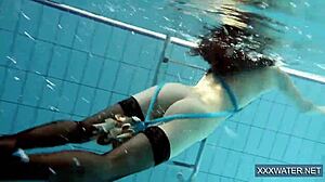 HOT HUNGARIAN TEEN PETRA 18+ FUCKS UNDERWATER IN POOL WITH SHAVED TIGHT PUSSY!