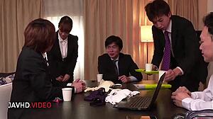 my seductive body makes these guys fuck me hard at work