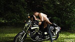 wanna see this biker pound his moaning girlfriend on motorcycle?