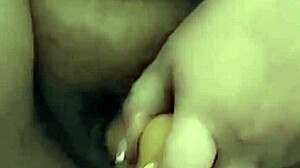 chubby housewife squirts wet pussy cum on dildo in homemade bedroom solo